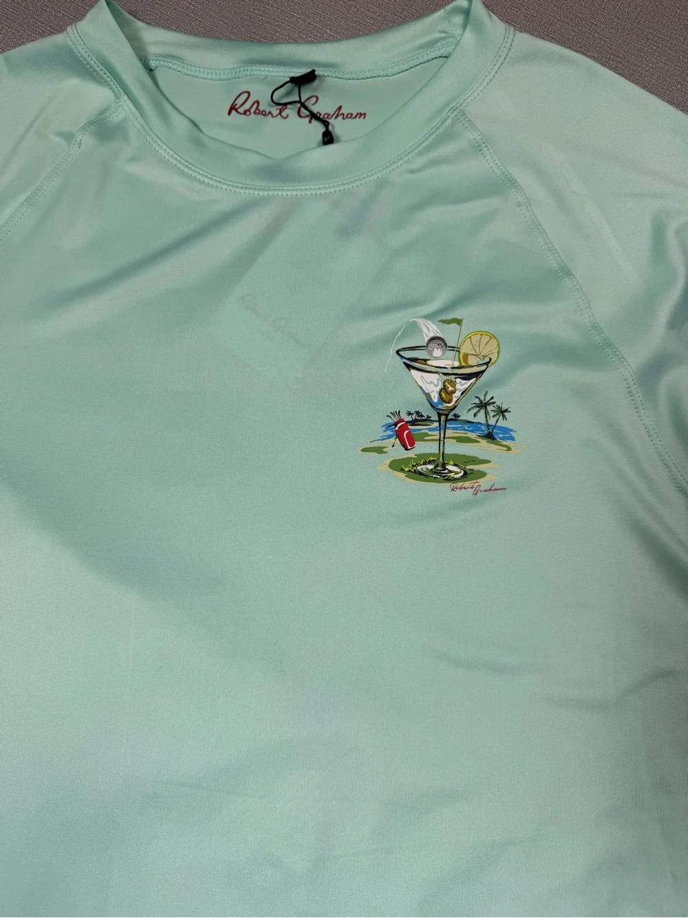 NWT New Robert Graham Long Sleeve Swim Rash Guard Shirt In Cabbage Size L